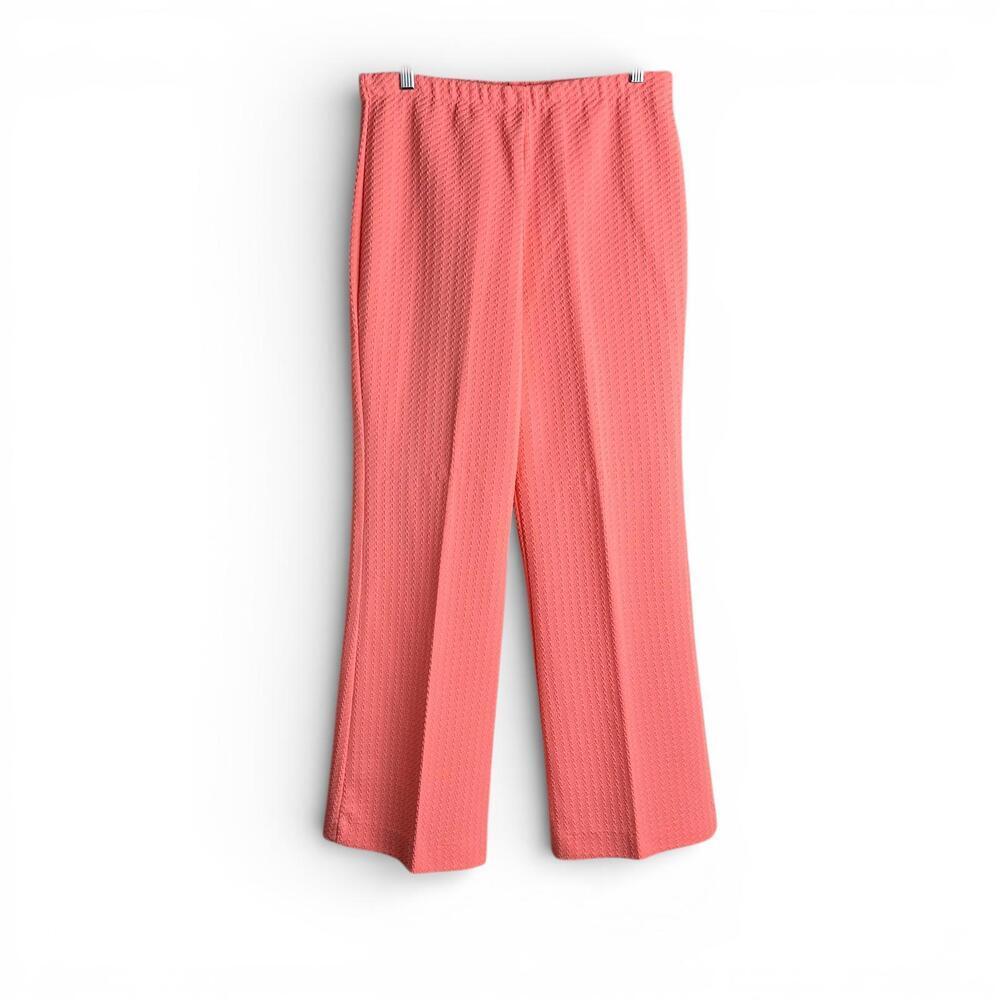 Vintage Textured Coral Pink Pleated Pants